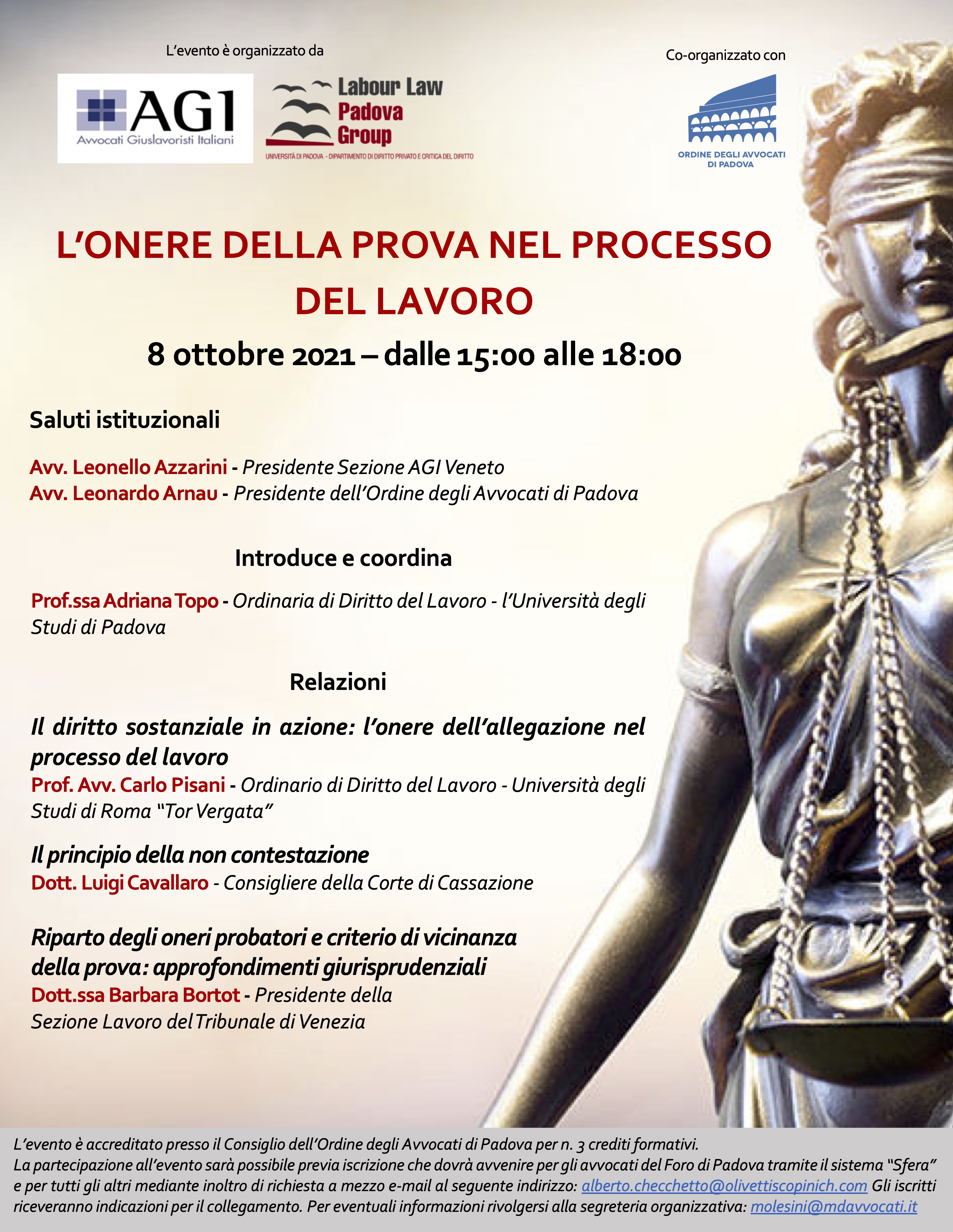 WEBINAR L’ONERE DELLA PROVA NEL PROCESSO DEL LAVORO